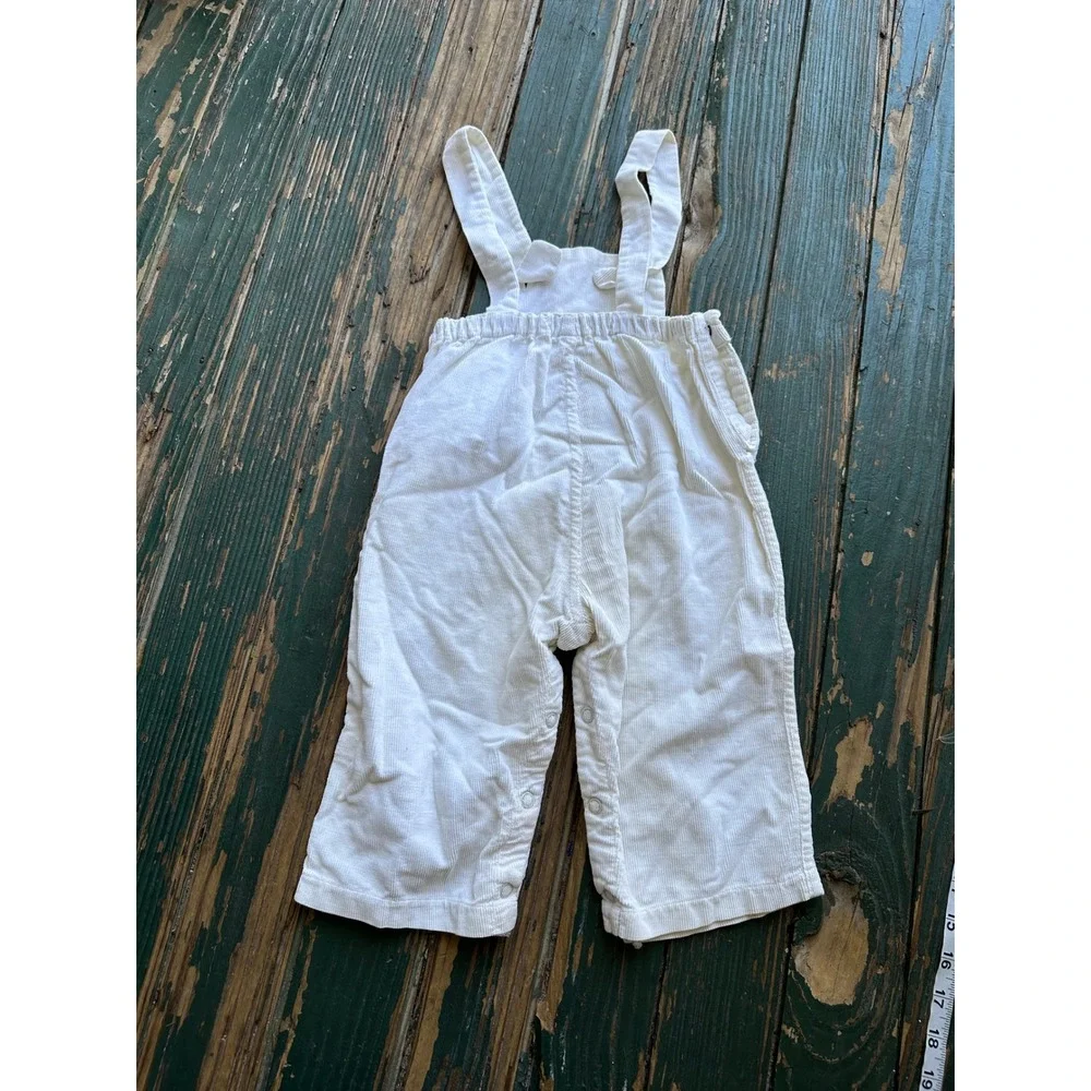 Vintage White Corduroy 2pc Set Jacket and Overalls Kids Toddler Heirloom Style